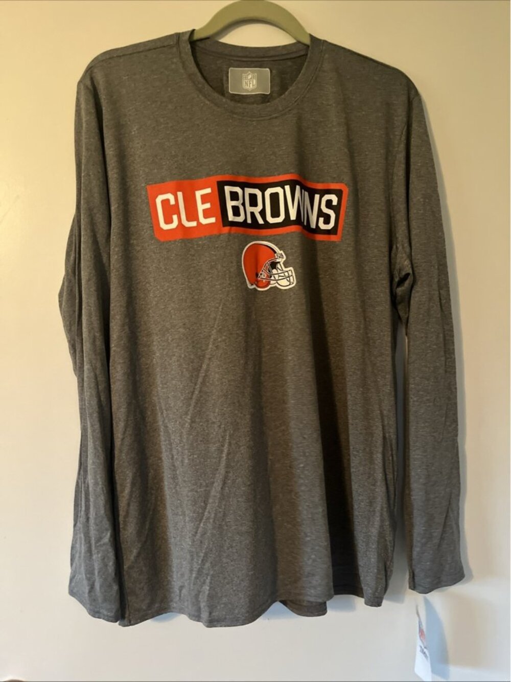 Men’s Large Long Sleeve Cleveland Browns Performance Gray Shirt New With Tags